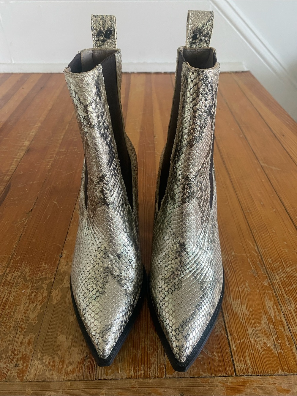 All Saints Metallic Snake Print Ria boot